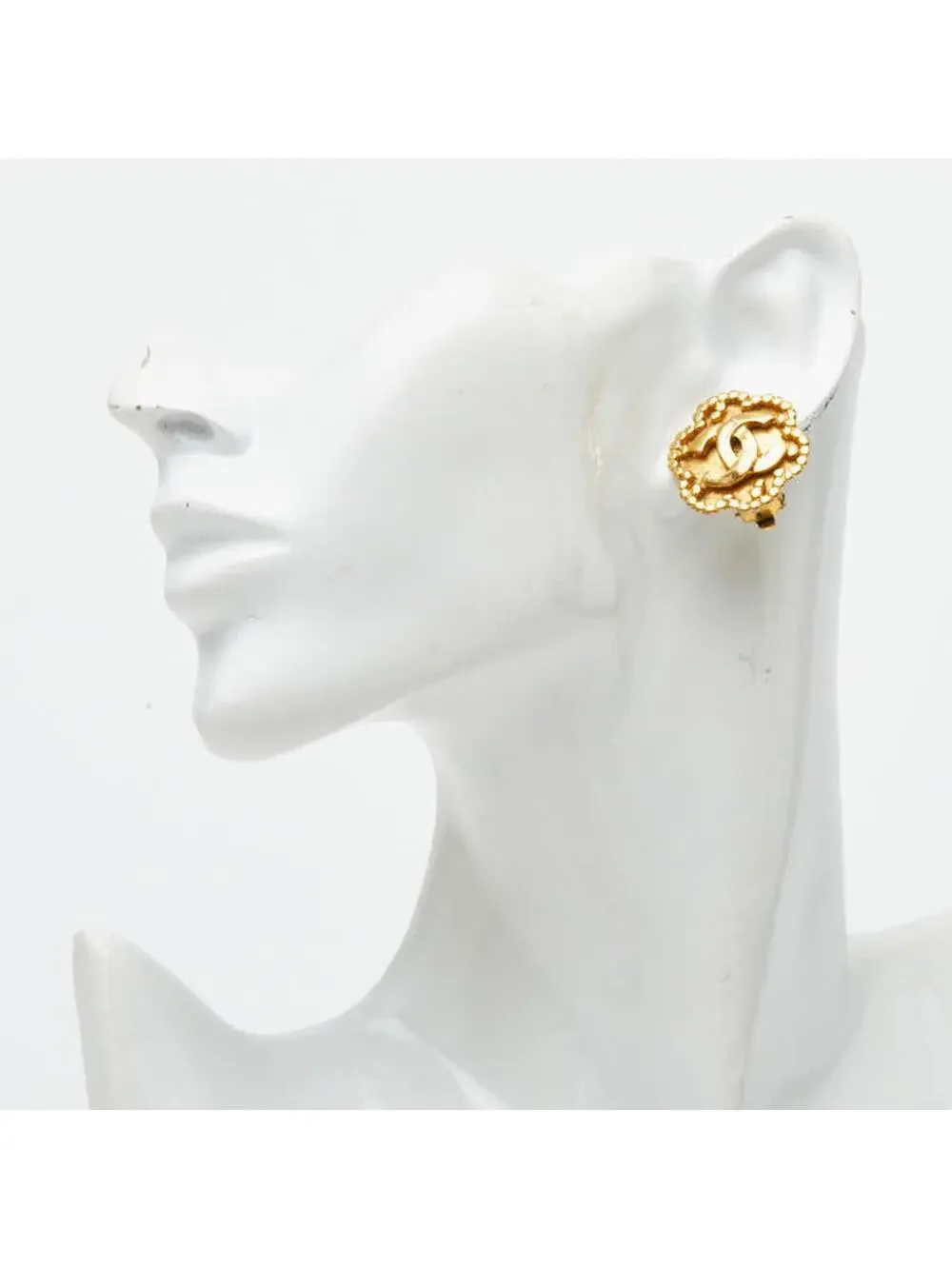 Chanel Cc Logo Flower Clip-On Earrings #299655C63B